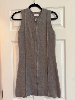Pink Lily Gray Sleeveless Zip-Front Mini Dress